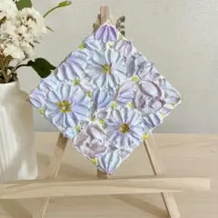 「水音の庭」　10㎝　テクスチャーアート　花　ミニインテリア　壁掛け