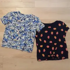 GAP 花柄・イチゴ柄 Tシャツ 2枚セット XS　4～5T