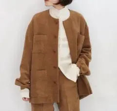 【22SS完売品／美品✨】AURALEE カーディガン　ノーカラージャケット アウトレット】Oggiコラボ 2wayストレッチ ノーカラージャケット