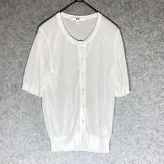 UNIQLO（S）ライトクルーネックカーディガン☘️半袖/レース/冷房対策
