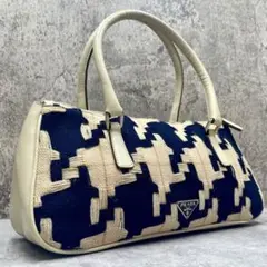 ✳︎希少✳︎プラダ PRADA ハンドバッグ ニット 三角ロゴ マルチカラー