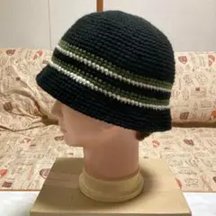 742【手編み】クラッシャーハット　バケットハット　ニット帽