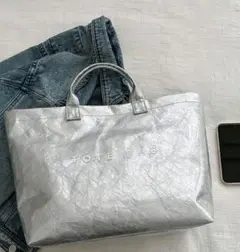 シルバートートバッグ　プールバッグ　オフィスバッグ