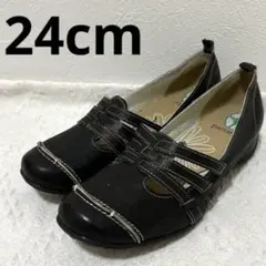 ブラック ストラップ スリッポン　24cm