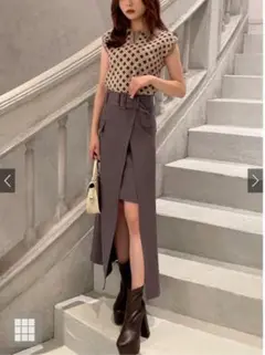 【GRL】ベルト付アシンメトリースリットタイトスカート