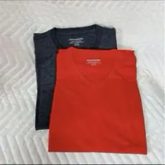 メンズ Tシャツ 半袖 Ｍ 2枚組 赤 グレー Vネック シンプル 未使用