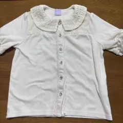 アクシーズファムキッズ　ホワイト フリル付き襟 シャツ
