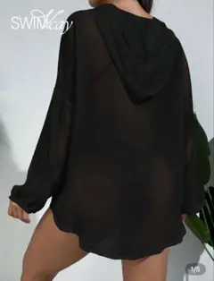 ブラック フード付きラッシュガード