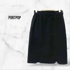 【PORTPOP】タイトスカート ひざ丈 黒 毛 フォーマル オフィス シンプル