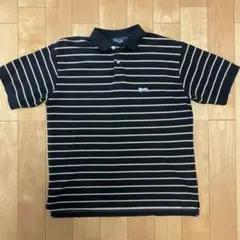 Penneys ポロシャツ S 黒/ベージュストライプ