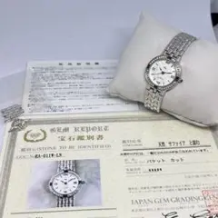 【新品未使用稼動品】LZ リズ 腕時計　ルビー　ダイヤモンド　シルバー　鑑別書付 ☆LZリズ FINE PLATINUM ルビー＆ダイヤ付き腕時計☆