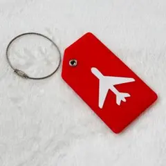 荷物タグ スーツケース ネームタグ ネームカード付き 赤い飛行機デザイン