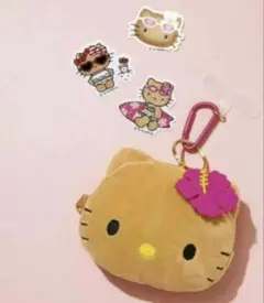 sweet 8月号 付録 キティ ぬいぐるみポーチチャーム&ステッカー3点セット