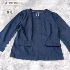 J.PRESS【M】七分袖コットンノーカラージャケット 薄手 ショート丈　春
