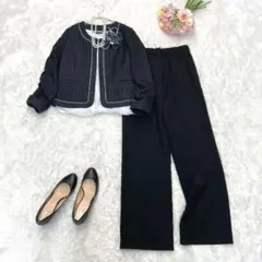 【極美品】　ルイルエブティック　パンツスーツ　フォーマル　2点セット　黒　M