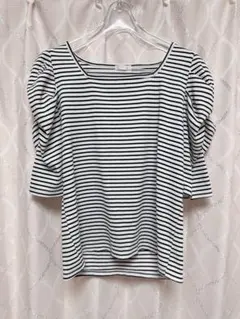 美品 ボーダー パフスリーブ トップス Tシャツ セレクト