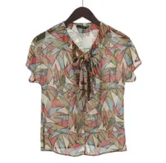 ETRO リボン付き半袖ブラウス 38 エトロ　シルク　カットソー　マルチサイズ