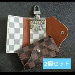 チェック柄　キーケース　6連カラビナ付き メンズレディース　多機能