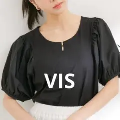 ビス　VIS　異素材ボリュームスリーブカットソー　ブラック　接触冷感　2WAY