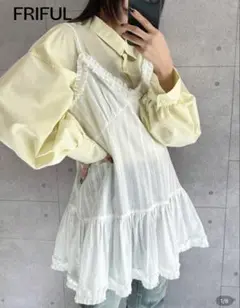 スパゲッティストラップフリルヘム ビスチェ　ホワイト
