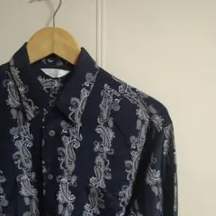 90sヴィンテージ ブラック ペイズリー柄 長袖シャツ