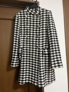 ZARA チェック柄ダブルブレストコート