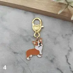 チャーム　キーホルダー　コーギー　犬　ワンコ　ハート　フック