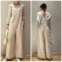 【2023SS】Plage コットンリネン Back V オールインワン 36