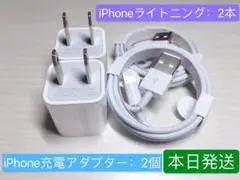 2個Apple純正品質電源アダプター充電器と2本iPhoneライトニングケーブル