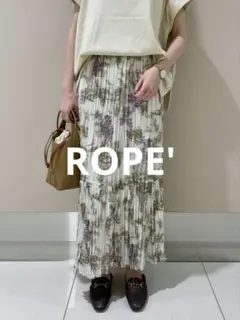 ROPE' ロペ エッチング柄 ワッシャープリーツ スカート オリーブ 38