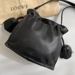 【美品】ロエベ フラメンコ ショルダーバッグ アナグラム ナッパレザー 黒