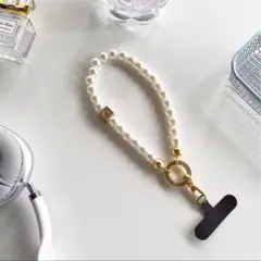 パールビーズ スマホストラップ
