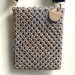 ショルダーバッグ クラフトバンド 石畳 茶系 スマホショルダー