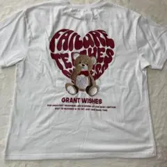 RUN テディベア Tシャツ　フリーサイズ　ホワイト