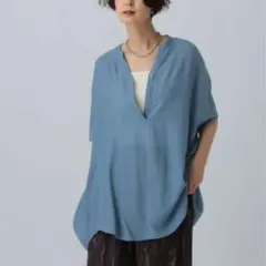 LEPSIM レプシム　スキッパードルマンチュニックSS ブルー