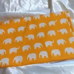 D's Selection 象プリント生地 オレンジ　動物　布