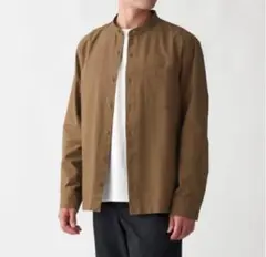 MUJI無印良品　洗いざらしオックススタンドカラー長袖シャツ　XL◆M3642
