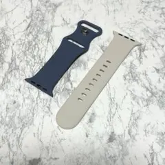 【未使用✨】スマートウォッチ シリコン ベルト バイカラー ネイビー ベージュ