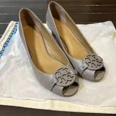 美品】トリーバーチ ウェッジソール オープントゥパンプス