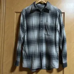 ユニクロ フランネルチェックシャツ グレーS