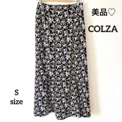 美品♡ COLZA コルザ　ロングフレアスカート　花柄　Sサイズ　黒