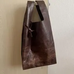 ハンドメイド　天然皮革　レジ袋型バッグ