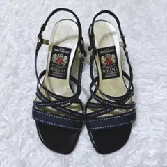✨美品✨MIHAMA ストラップサンダル エナメル ネイビー 日本製