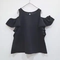 LUNACION　オフショルダートップス　カットソー　M　ブラック　シンプル