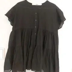 【中古品 美品】リブラキュー ブラウス 黒 ハーフスリーブ フリーサイズ