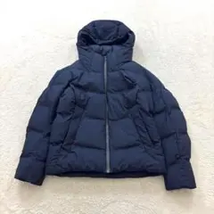 ☆【ユニクロ 美品】M 紺 ダウンジャケット フード付き シンプル 通勤通学