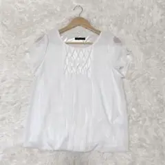【m.f. editorial】ブラウス(M) ホワイト/半袖/カジュアル/美品
