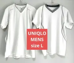 ２枚/UNIQLO メンズL/BODYTECH/VネックTシャツ 白/メッシュ