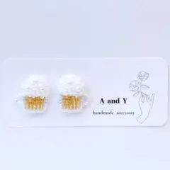 ☆ミニビール☆ビーズ刺繍ピアス/ビーズ刺繍イヤリング