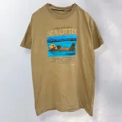 半袖Tシャツ カットソー プリント ラッコ ビッグシルエット ラフ《k898